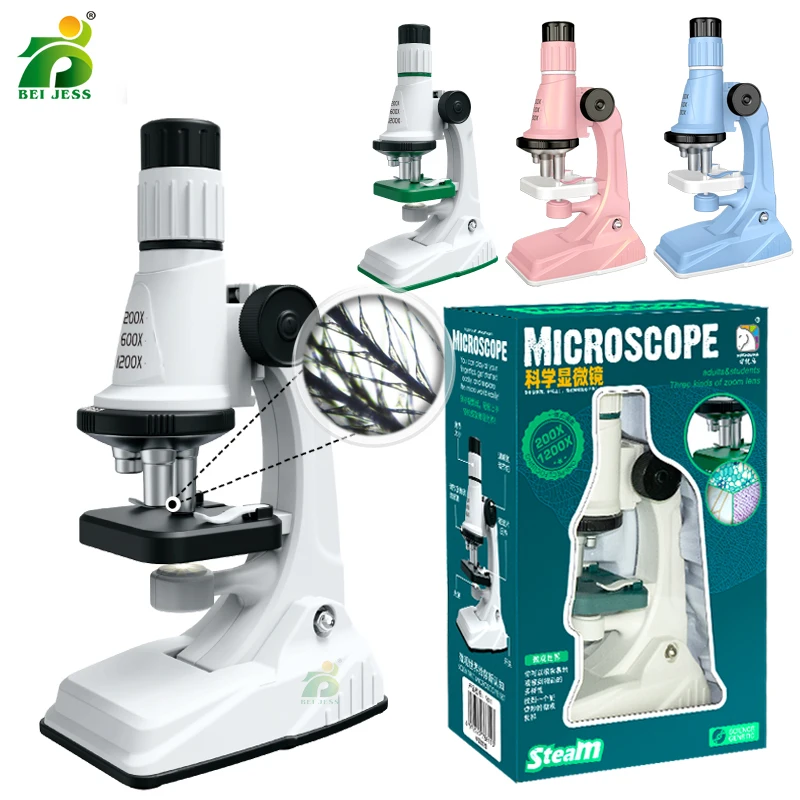 Deti Science Biological 200x 600X 1200X Pocket Microscope Set Lab s vylepšenými nástrojmi Montessori Education Hračky