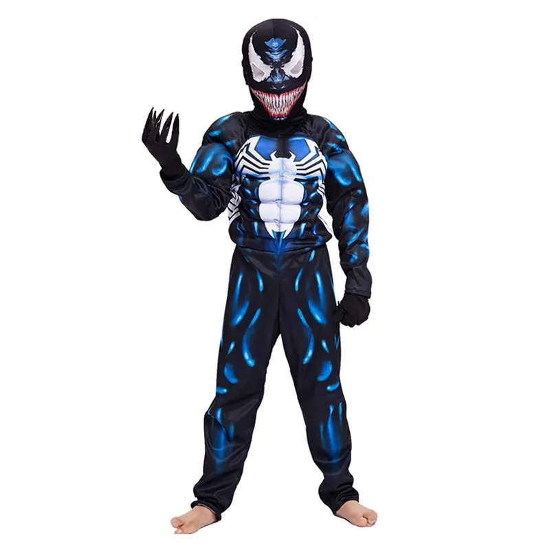 Deti superhrdina čierny pavúk Venom kostýmy duchovné kostýmy Onesie 3D spandex unisex kombinézy kombinézy pre deti Halloween Cosplay