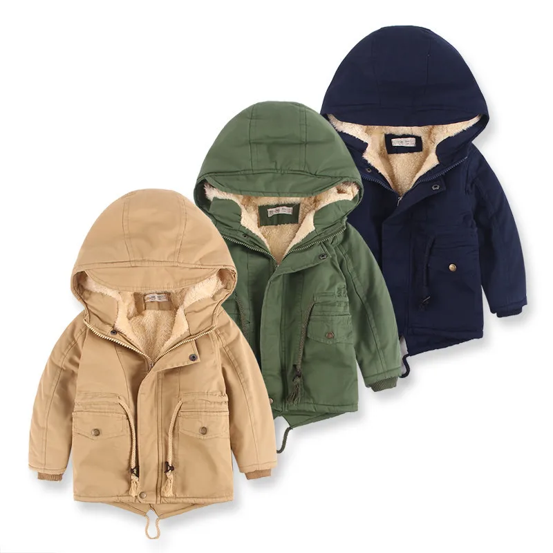 Deti zimné fleece outdoorové bundy pre chlapcov s kapucňou teplé deti chlapec vonkajšie oblečenie Windbreaker Jeseň Autumn Casual Boy Coats Clothing
