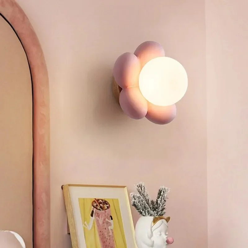 Detská izba LED stena lampa Moderná živica tela kvetinová spálňa obývacia izba Restaruant dekor osvetlenie stropné nástenné svetlá