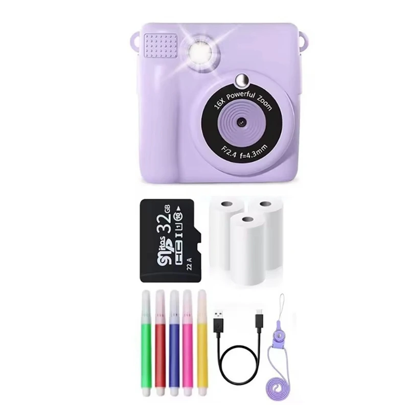 Detská okamžitá tlačová kamera Cartoon Smart Toy DIY HD Mini SLR 1080p Digitálny fotoaparát, Termálna tlačiareň