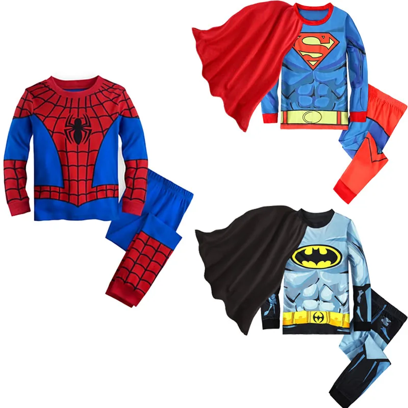 Detská pdajama pyžama set pre chlapcov karikatúra superhrdina Spider Cosplay kostým s dlhým rukávom deti spánok
