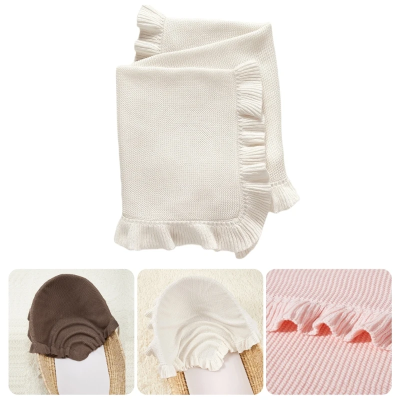 Detská prikrývka pre novorodencov Cotton Ruffle pletená uterák Mäkká a priedušná posteľ na jeseň zima 75x95 cm