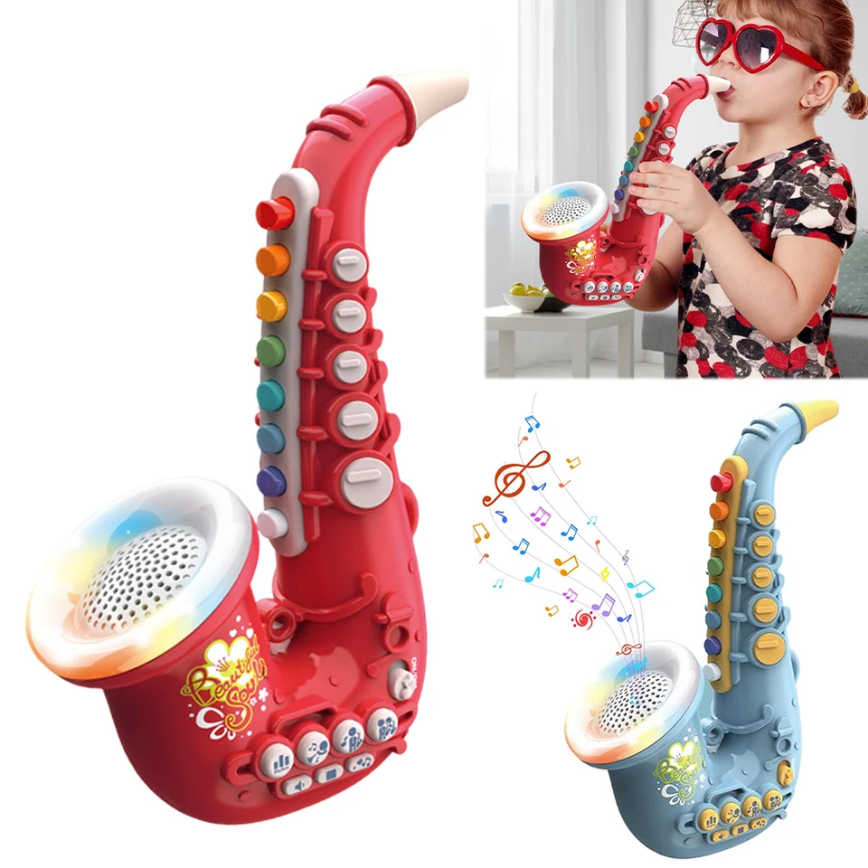 Detská saxofónová hračka klarinet s hračkou s ľahkou hudbou hudobné nástroje hračky mini saxofón pre 3 4 5 6 7 rokov a viac starých chlapcov dievčatá