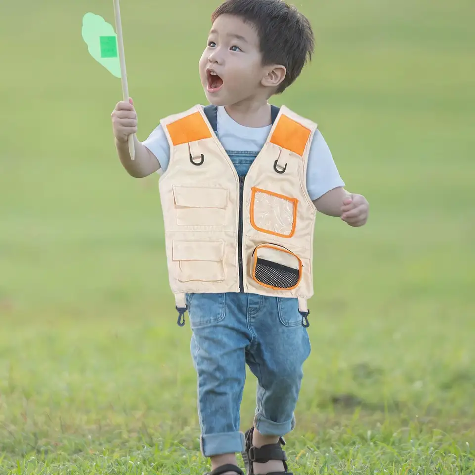 Detská vesta Prieskumník, vesta v džungli predstieranie hry Cosplay Kids Camping kostým kostým kostým vesta pre turistické chlapci dievčatá vonku