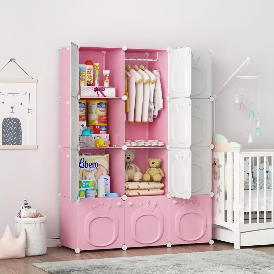 Detská šatníková skriňa, dvere kabinetu.BABY Dievčatá organizátor skrine pre spál