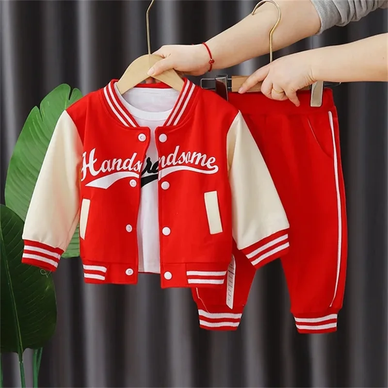Detské baseballové oblečenie Chlapci Dievčatá Príležitostné športové súpravy 3 PCS Coats Pants Tripartite Spring Autumn Thin detské trackovacie súpravy oblečenie