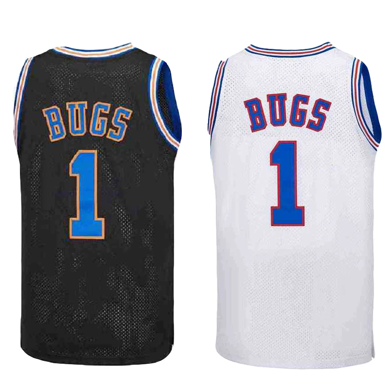 Detské basketbalové dresy 1 Bugs 23 Space Jam Jersey Sewing Výšivka Vysoko kvalitná vonkajšia športová biely blcak