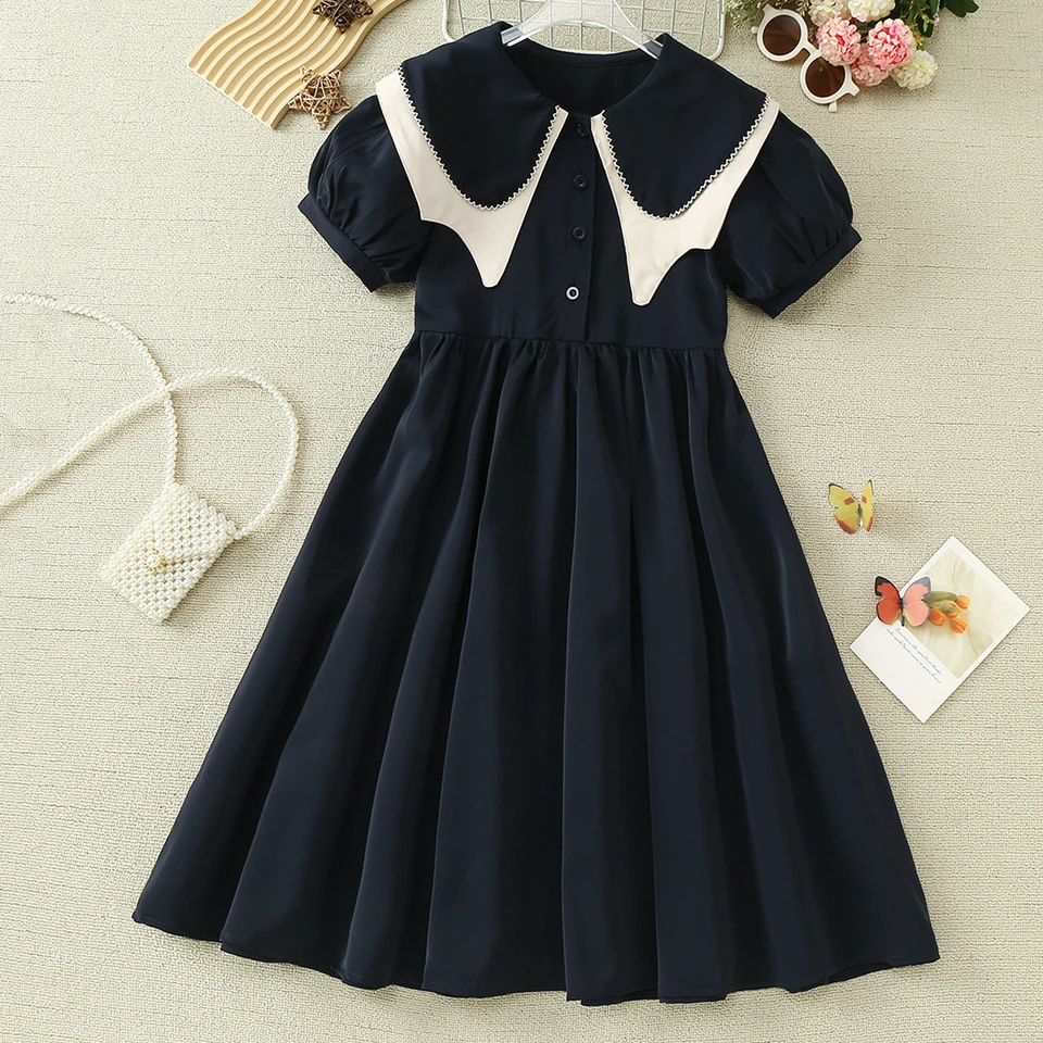 Detské detské školské uniformné šaty pre dievčatá školské oblečenie prom Bohemia leto s krátkym rukávom deti lolita kostýmy 6 9 11 rokov