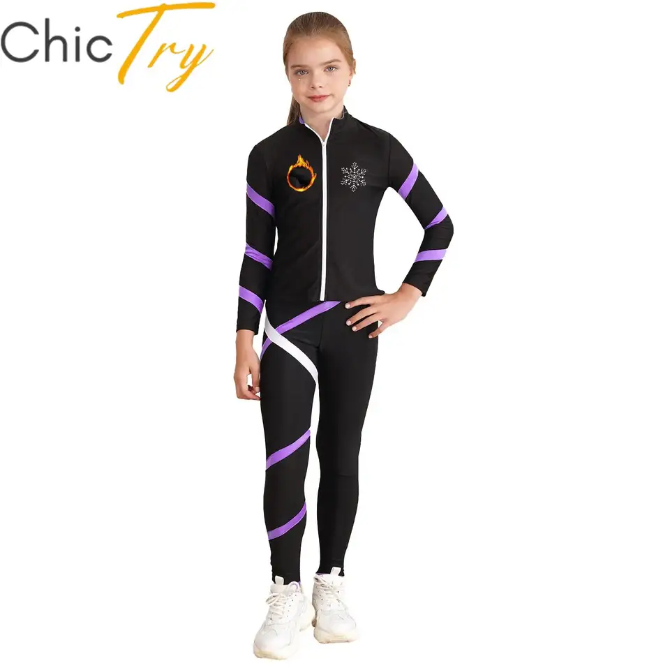 Detské dievčatá Gymnastika Korčuľovanie Športový oblek dlhé rukávy zipsová bunda s vesta leggings balet jogu fitnessseus tracksuit
