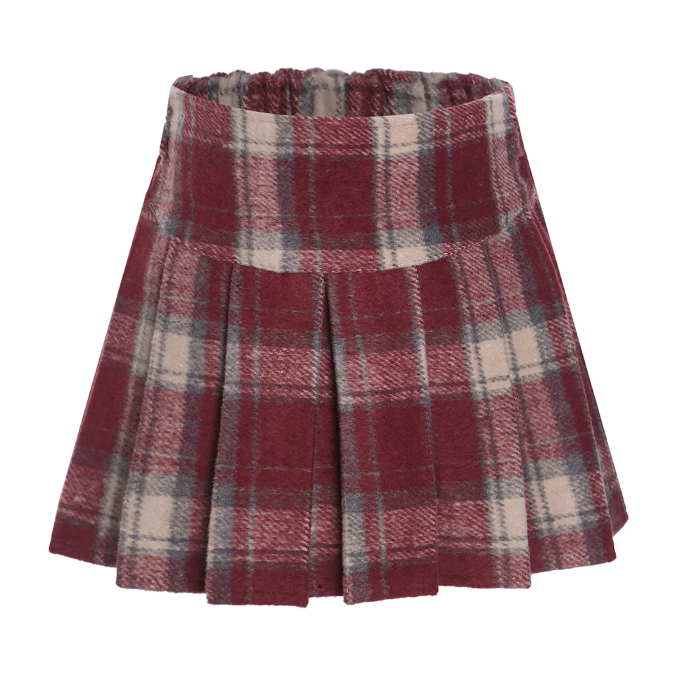 Detské dievčatá tartan skladané mini sukne High Waist Vstavané šortky A-line Plaid Miniskirt pre školskú narodeninovú oslavu piknikové prázdniny