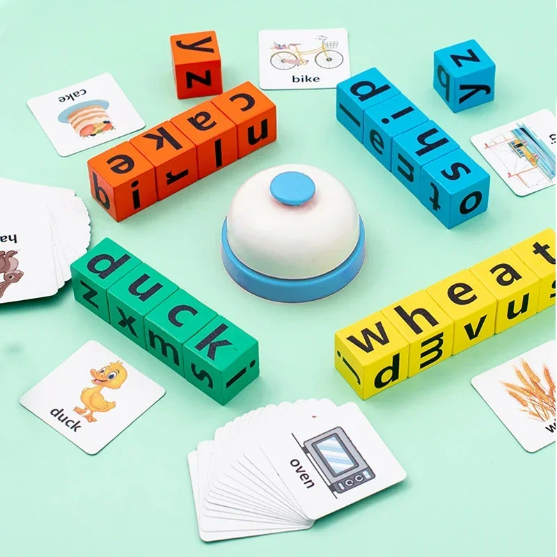 Detské drevené Montessori Listy blokujú kognitívne párovanie puzzle učenia sa slovné puzzle vzdelávacie hračky Battle Game