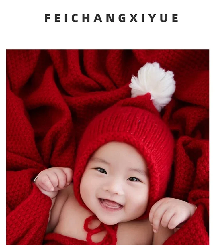 Detské fotografické oblečenie Little Red Riding Hood Téma Babys sto dní starý pletený kobercový štúdio umelecká fotografia 아기 코스프레