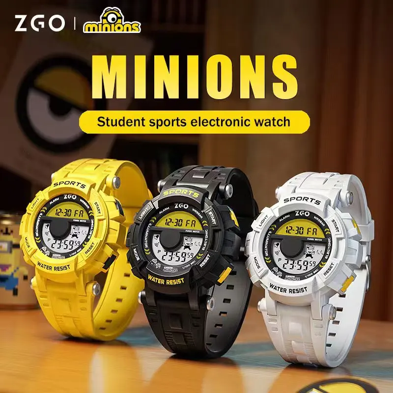 +Detské hodinky Minion 2024 Noví chlapci Študenti začínajú škola, ktorá musí mať športové vodotesné svetelné chladné elektronické hodinky