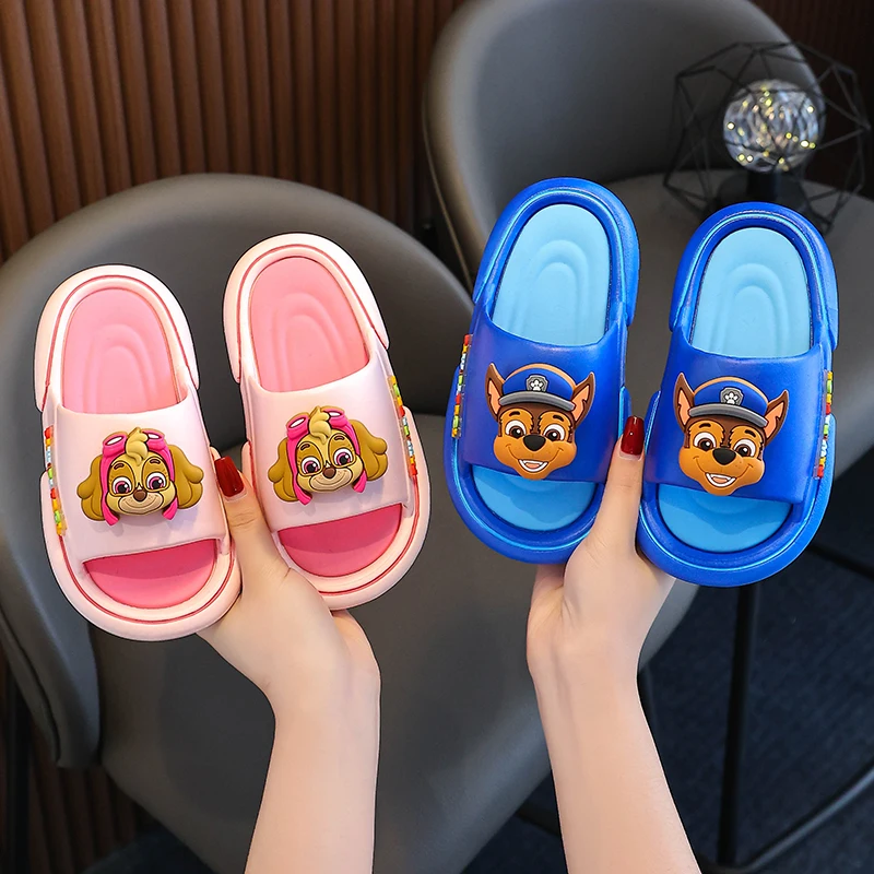 Detské kreslené psie diery topánky Dieťa Indoor and Outdoor Sandals Boys Dievčatá Domáce päty zabaľujú nekĺzavé papuče odolné voči oblečeniu