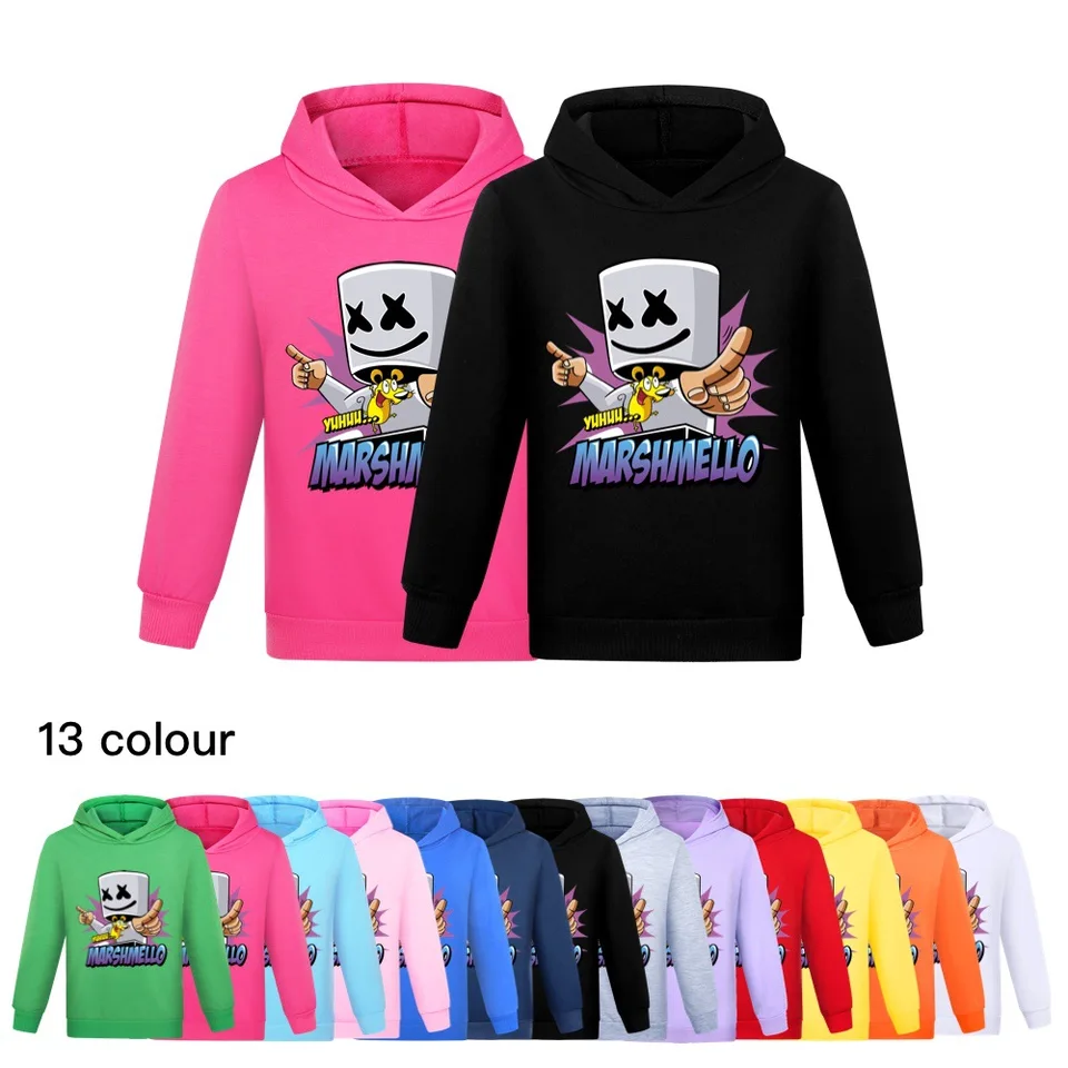 Detské módne mikiny deti Príležitostné pullovi DJ Marshmello Svetres s dlhými rukávmi Mikina jesenné oblečenie 928