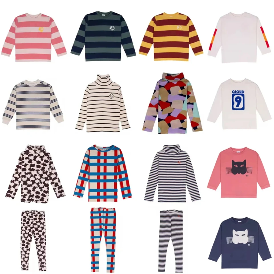 Detské oblečenie 2024 Nová jeseň Wyn Značka Toddler Girl Tops Tops Cute Print Tlač tričiek s dlhým rukávom Detské oblečenie chlapci nohavice bavlnené topy Tee TEE