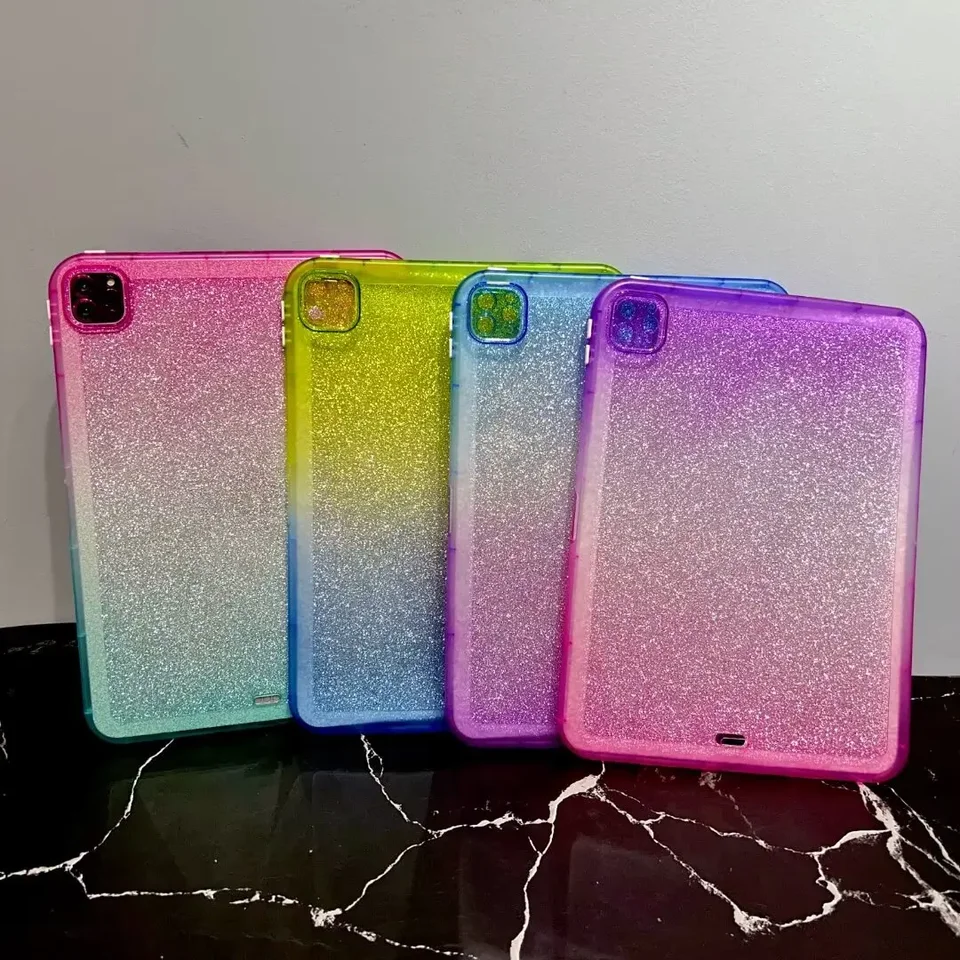 Detské puzdro pre iPad Air 2 1 9,7 palca TPU Gradient Color Glitter Shock odolný voči mäkkému krytu pre iPad 6 5 9,7 