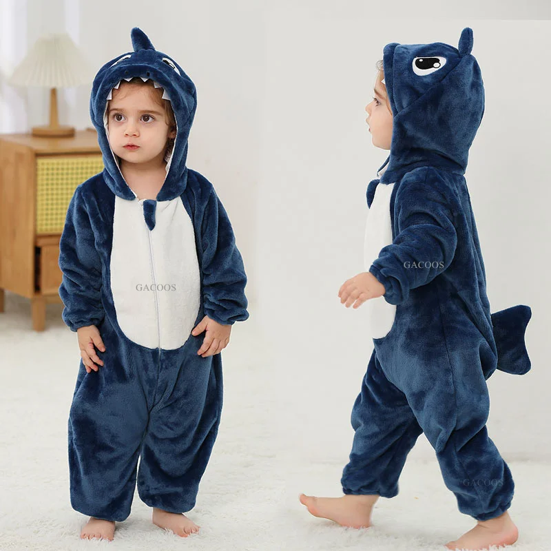 Detské rímske zimné halloween žralok kostým s kapucňou kombinézy detské oblečenie KIDSIE Metrys Dinosaurus králika mačka Roupa Bebe