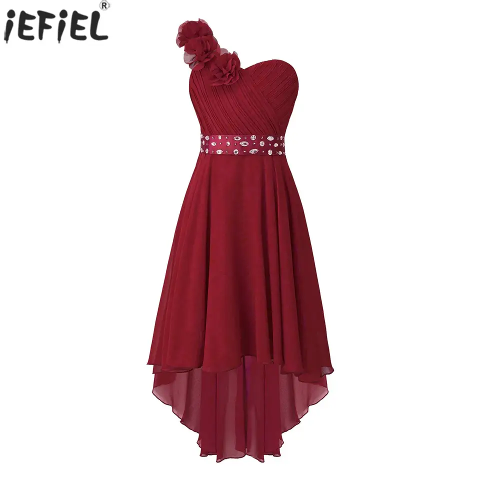 Detské večerné šaty pre dievčatá promócie Parte v jednom ramene Asymetrické lemové šaty Elegantné maxi detské svadobné príležitosti
