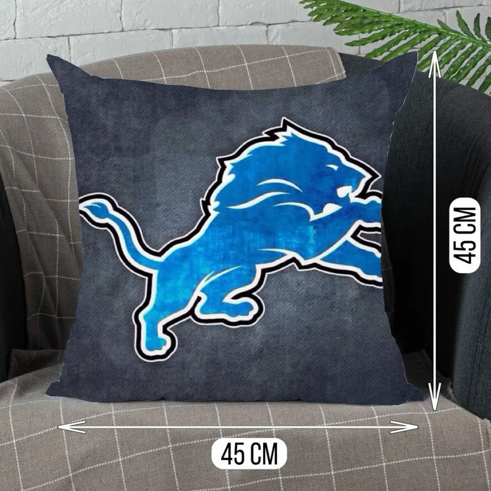 Detský vankúšový kryt Detroit Lions dvojitá obliečka Dekoratívna vankúš pre obývaciu izbu 45x45 vankúše prikryte krátky plyšový plyš