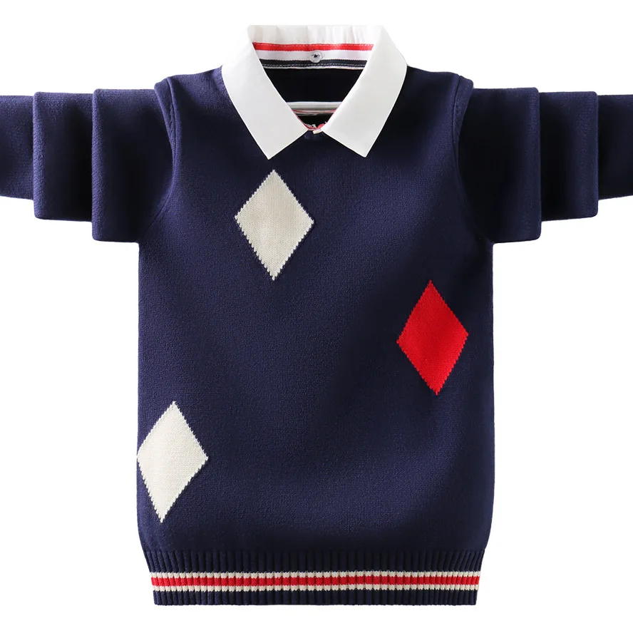 Detský zimný sveter pre chlapcov anglické štýly Škola KAPELLEJ KAPEL COLLERS PULLOVERS Teenager pletená zahusťuje teplé pletiek