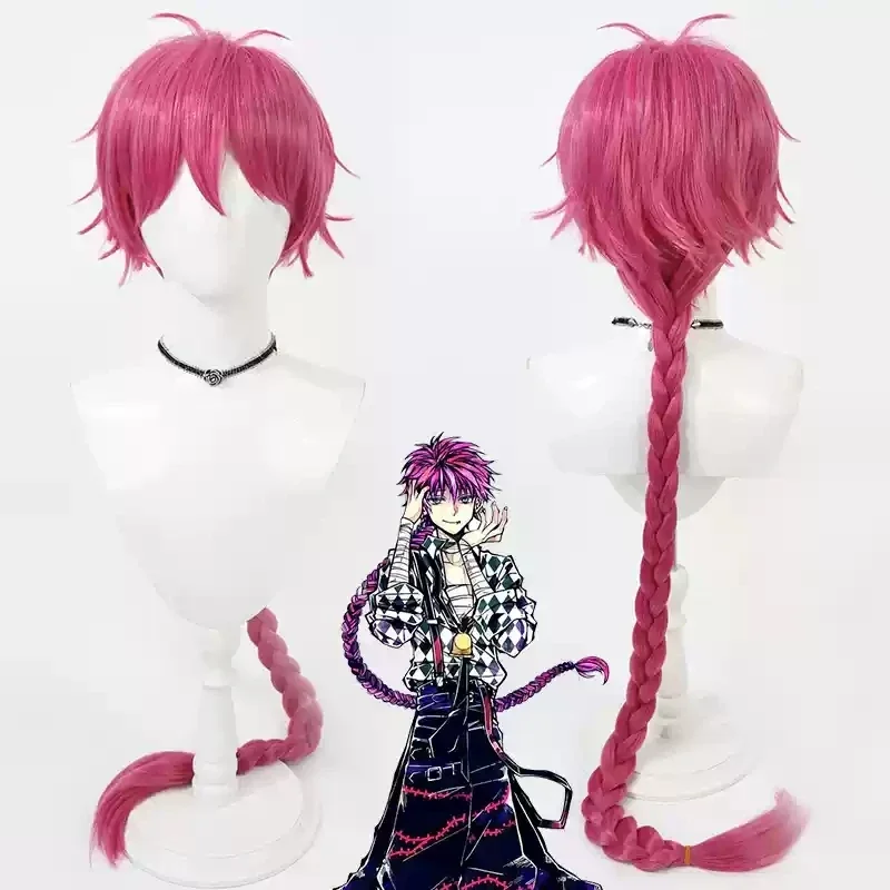 Devil Butler s čiernou mačkou Lato Cosplay parochňou Dlhý ružový opletený tepelne odolný voči syntetickým vlasom Halloween Party Road Parochne