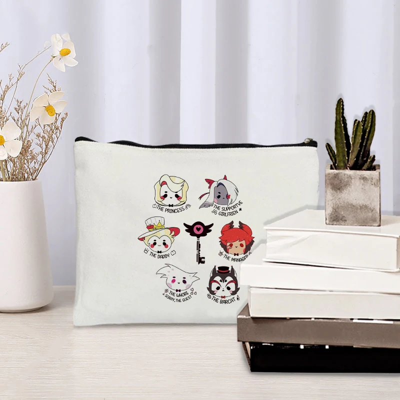 Devil Hotel Hazbin Anime Dark Anime Lover Darček Girl Travel nakupovanie viacúčelové úložné taška módne plátno make -up taška peňaženka