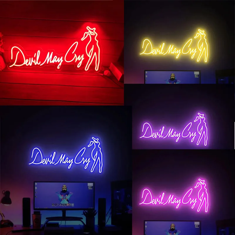 Devil May Cry neón znak LED diabol May Cry Wall Art Video Game Sign Bar neónové svetlá pre spálňu Gameroom Vianočné narodeniny darček.
