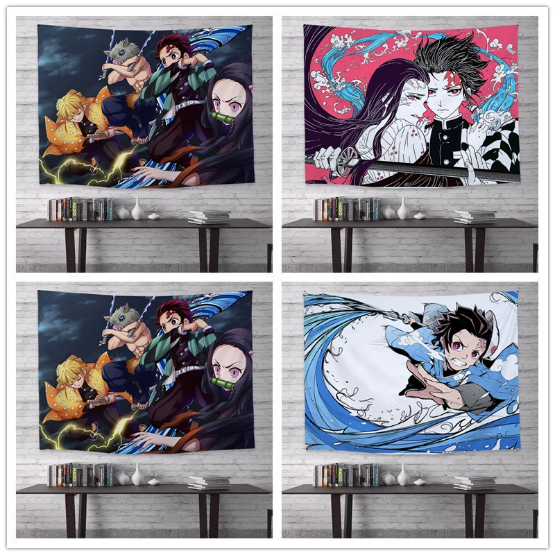 Devil's Blade japonský anime manga domáci textilný textilný démon Slayer Kimetsu no Yaiba Home Remodel Decor Plush Wall pokrývajúca tapiséria