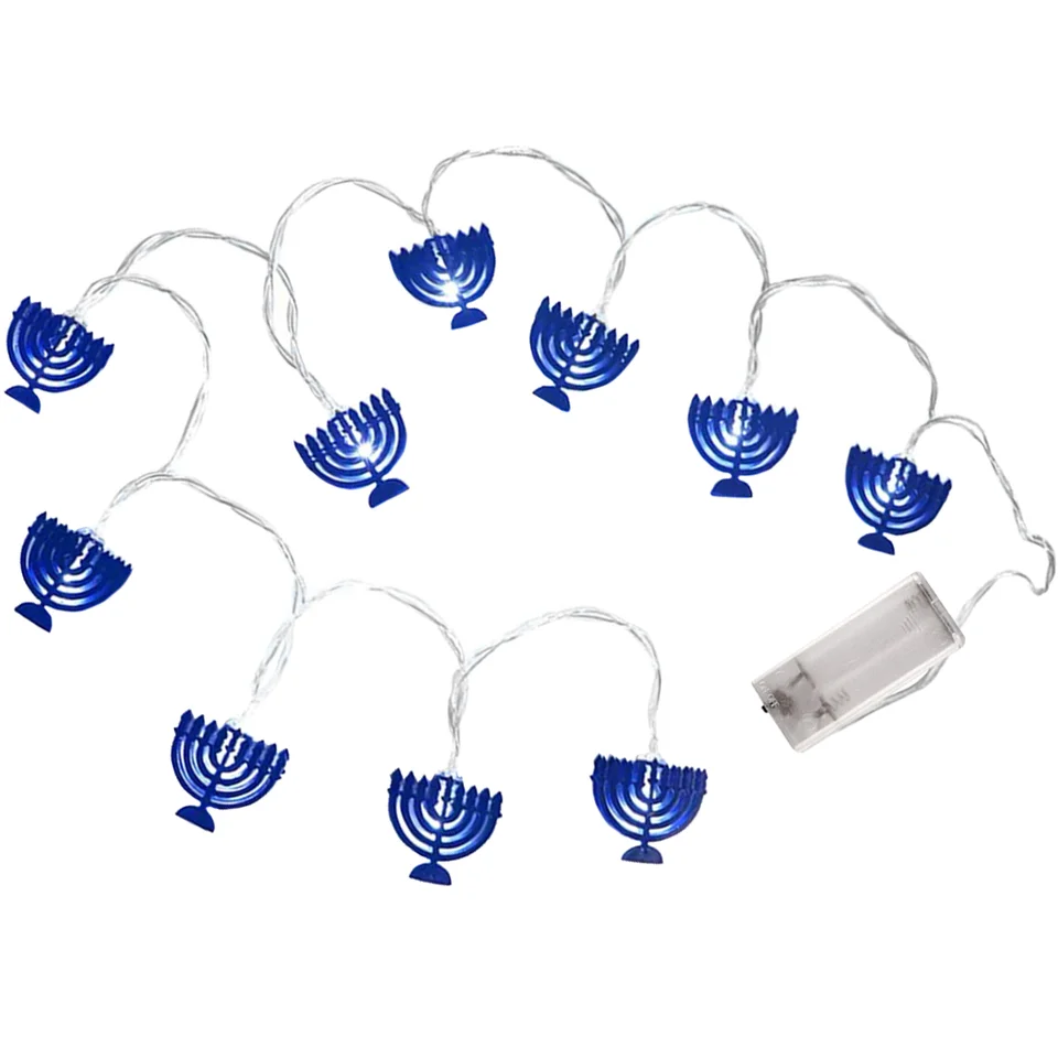 Deväť svietnikových judaizmu Mogen Lights String Hanukkah Shavuot Židia židovského večierku Dedičnú Menoru
