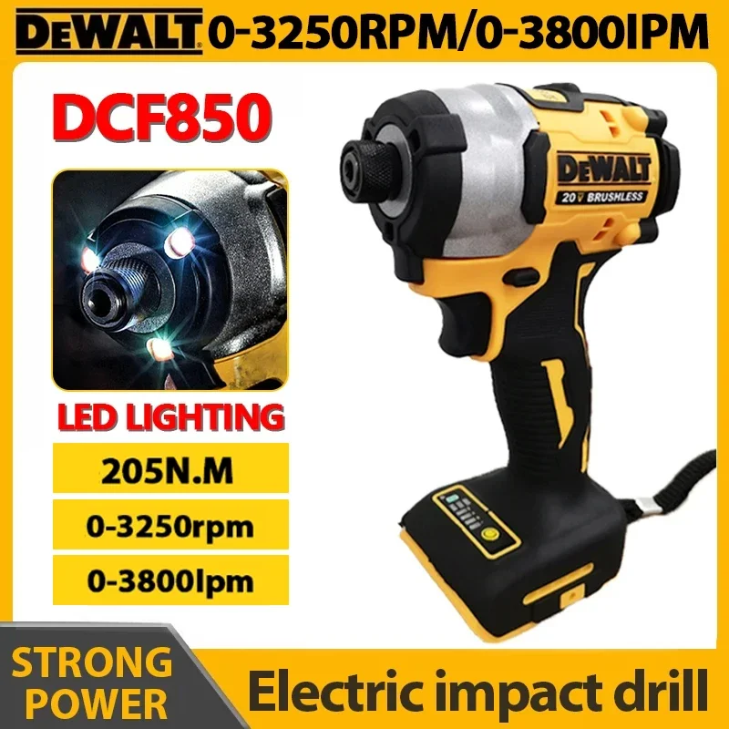 Dewalt DCF850 20V Impact Driver 205nm bez kefiek bezd na dobíjač skrutkovača elektrický nárazový náradie Vŕtacie náradie