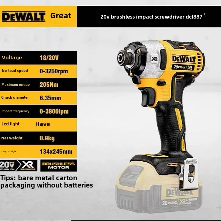 Dewalt DCF887 Elektrické vŕtacie náradie nárazový vodič 20V bezdrôtový vŕtací elektrický skrutkovač kefový motor bezdrôtový nástroj