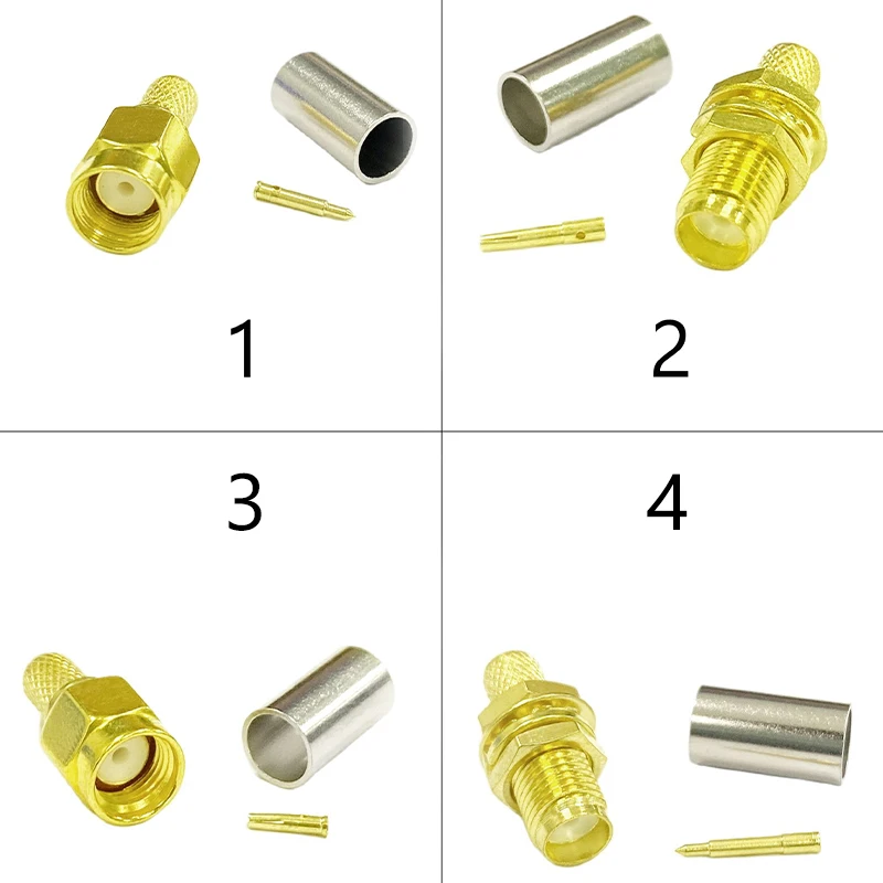 DEXMRTIC 1-10PCS SMA Samec Plug /SMENNÝ Jack RF COAX CONEKTOR CRIMP pre RG58 LMR195 Priamy adaptér káblového drôtu