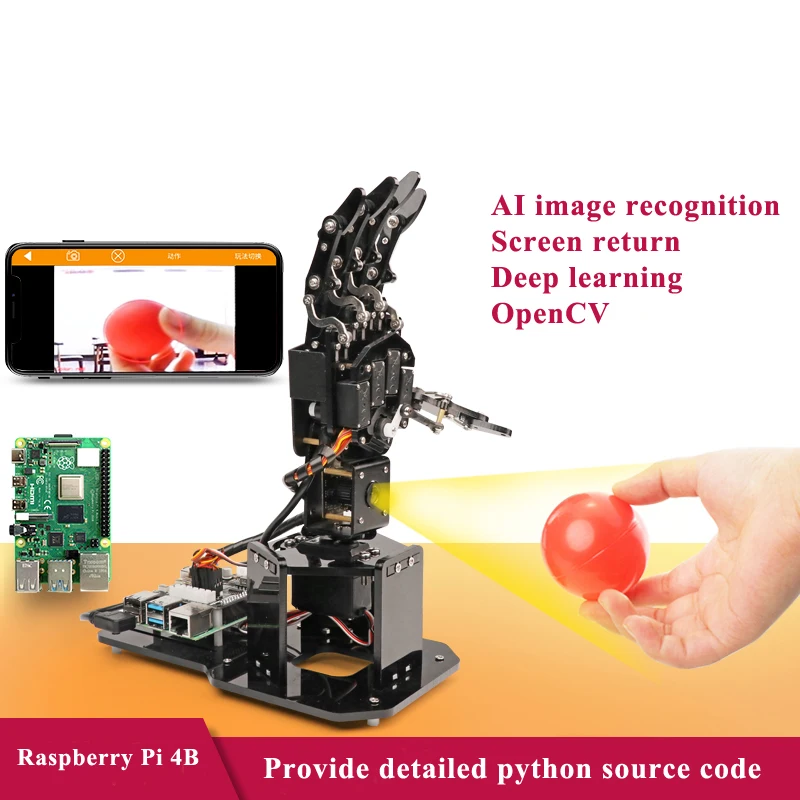 Dexterous Hand Uhandpi manipulátor palmového robota vizuálne somatosenzorické rozpoznávanie Raspberry Pi Python Programovanie