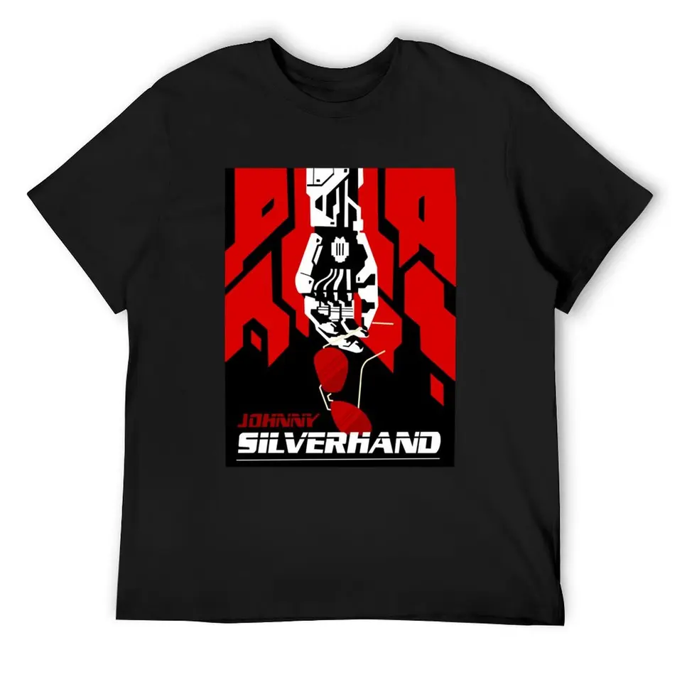 Deň darček Johnny Cool Silverhand Tričko Vintage oblečenie nadmerné grafické tričko s rýchlym sušením pánske tričko