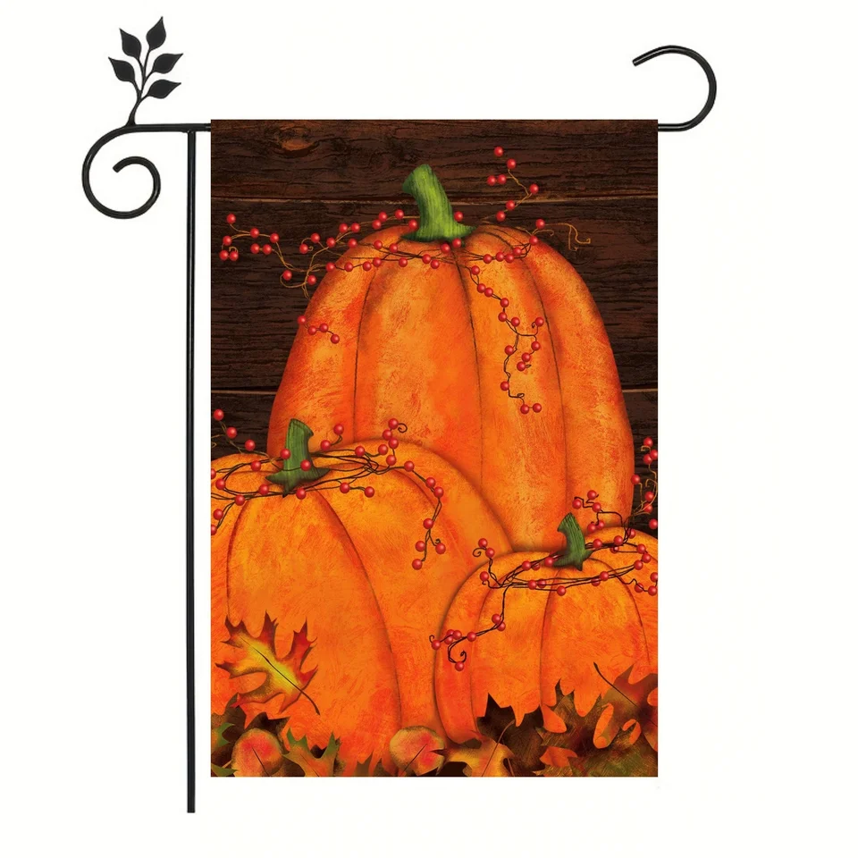 Deň vďakyvzdania Punmpkin Garden Flag Yard Vlaj Vertikálna uvítacia vlajka Malé vonkajšie ozdobné vlajky pre dekoráciu statku s prázdninami