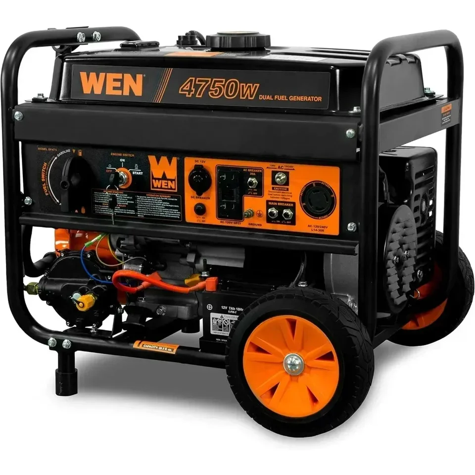 DF475T Dual Fuel 120V/240V Prenosný generátor s prepínačom prenosu elektrického štartu Ready, 4750 W, kompatibilný s karbom