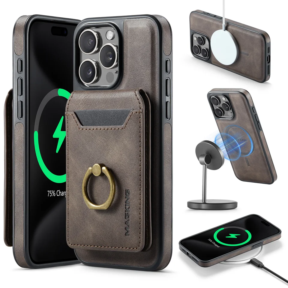 DG.ming Odnímateľný 2in1 Real Magsafe Strong Magnetic Wireless nabíjanie peňaženku pre iPhone 12 13 14 15 16 Pro Max Plus Cover
