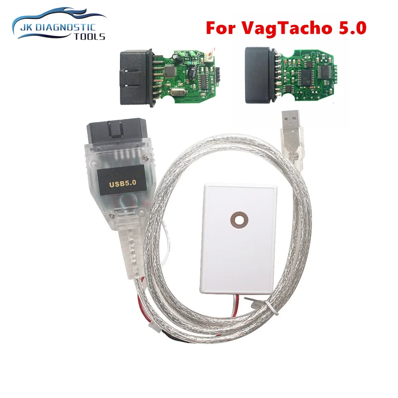 Diagnostický kábel auta VAG Tacho 5.0 OBD 2 USB rozhranie VAGTACHO pre NEC MCU 24C32 alebo 24C64 so zelenou PCB FTDI FT245RL Chip