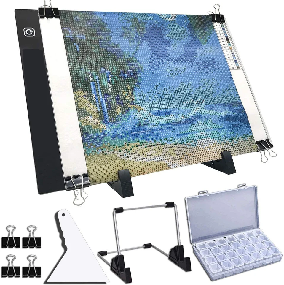 Diamantová maľba Accessorie A4 LED LED Svetelná doska tableta na maľovanie kresby Diamond vyšívacie súpravy náradia a stojan