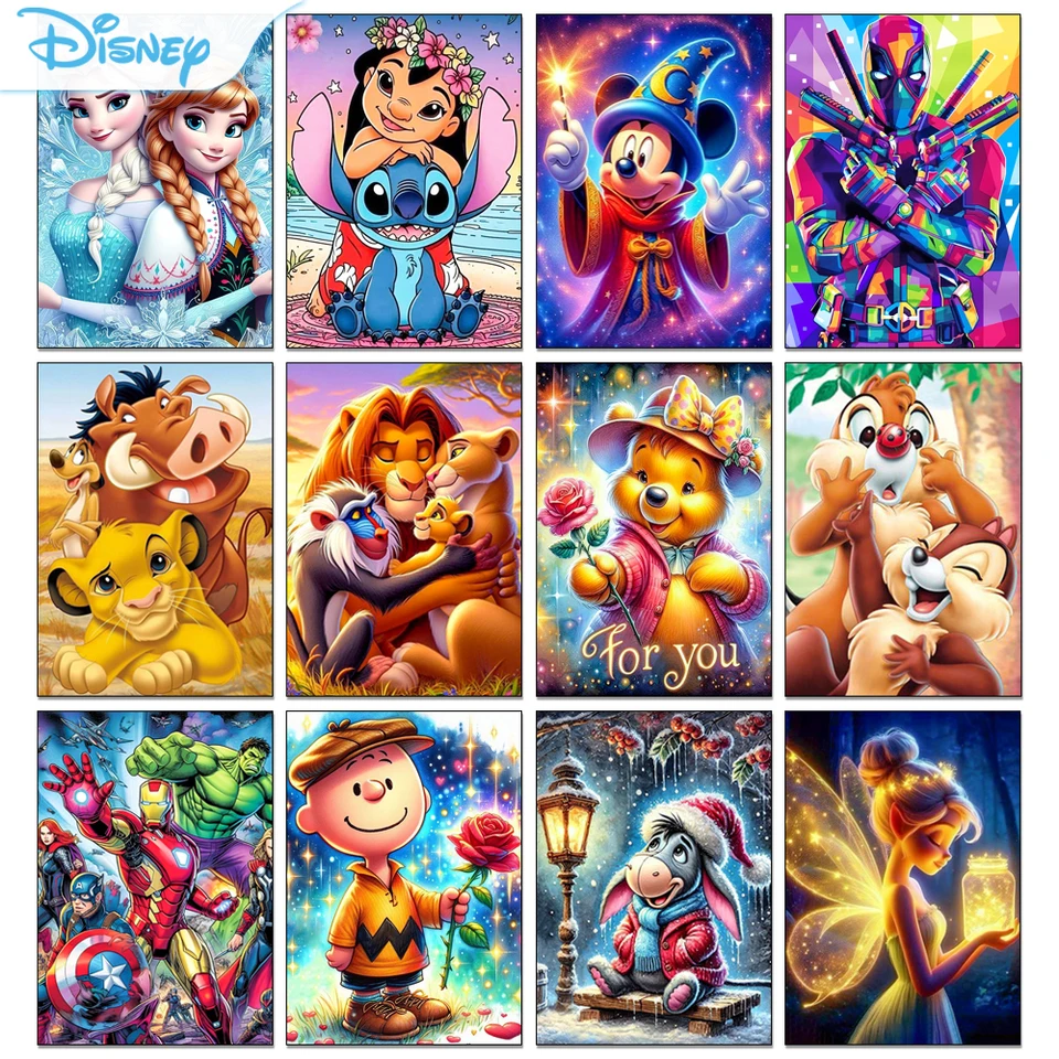 Diamantová maľba Disney Lilo a Stitch Olaf Winnie Domáce dekorácie Full Round Diamond Mosaic výšivok krížový steh súpravy Darček