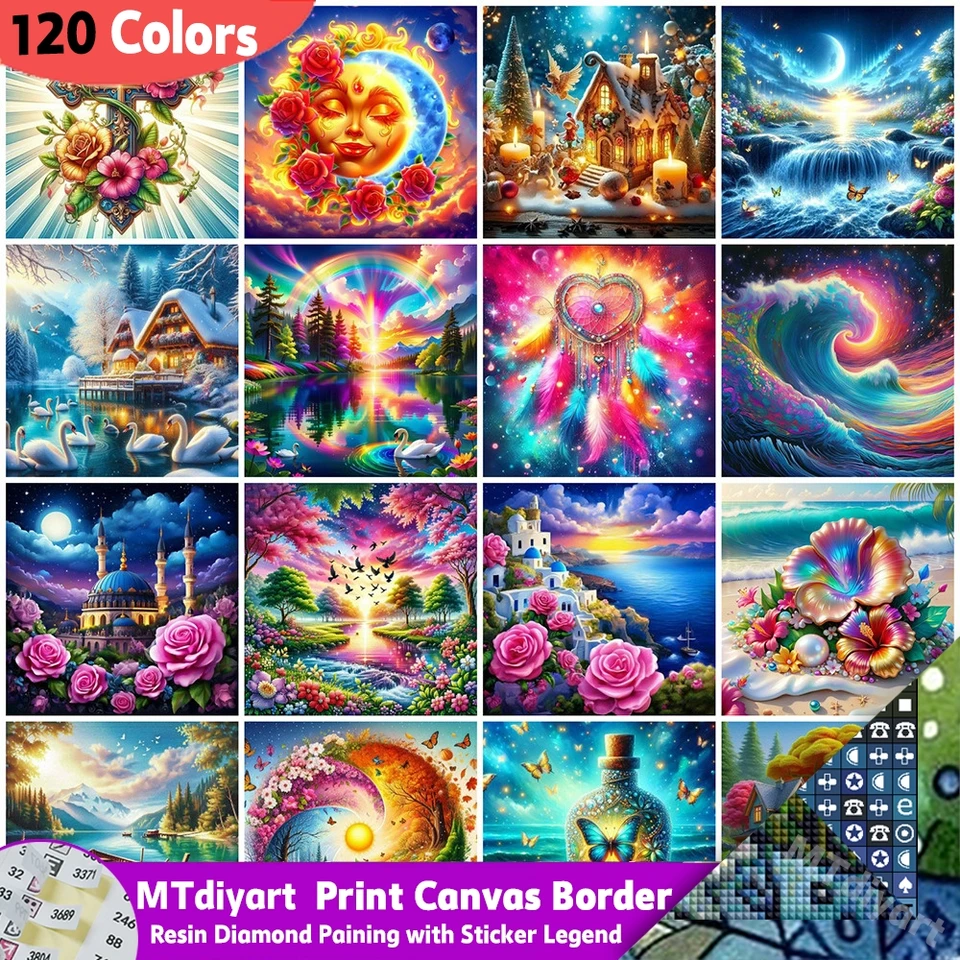Diamantová maľba kvetov ruží 120 farieb s nálepkou legendou krajina 5D DIY Diamond Mosaic ručne vyrobený domáci dekor vianočný darček