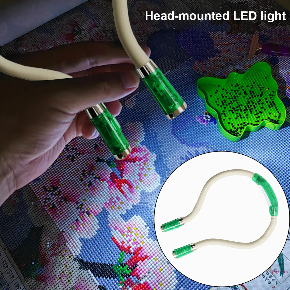 Diamantová maľba LED svetlomet LED svetlica LAMP BELE ČASŤ ČÍTANIE Svetlo pletajúca žiarovka Svetlo pre čítanie v posteli