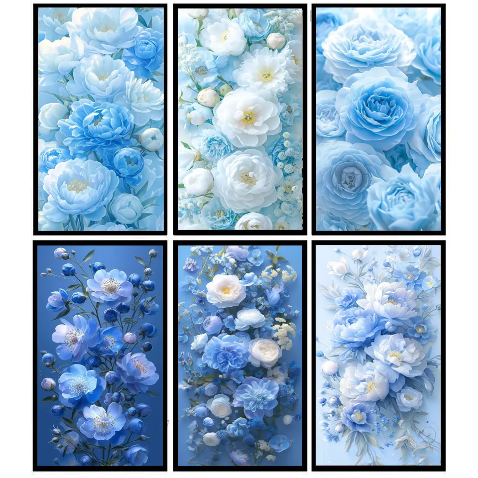 Diamantová maľba veľkej veľkosti 2024 DIY 5D Diamond Winkroidy Blue Flower Piony Rose Rose Full Mosaic Cross Stitch Domáce dekorácie