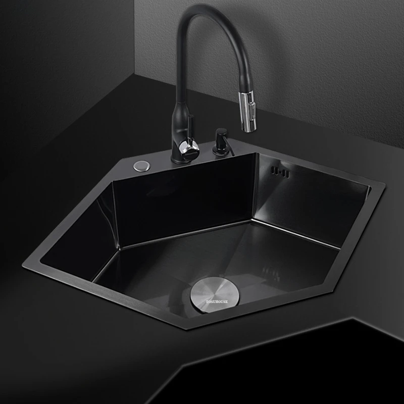 Diamantové kuchynské umývadlá z nehrdzavejúcej ocele Kuchynské doplnky Rohové misky Dreiner Washbasin Domov veľký slot n