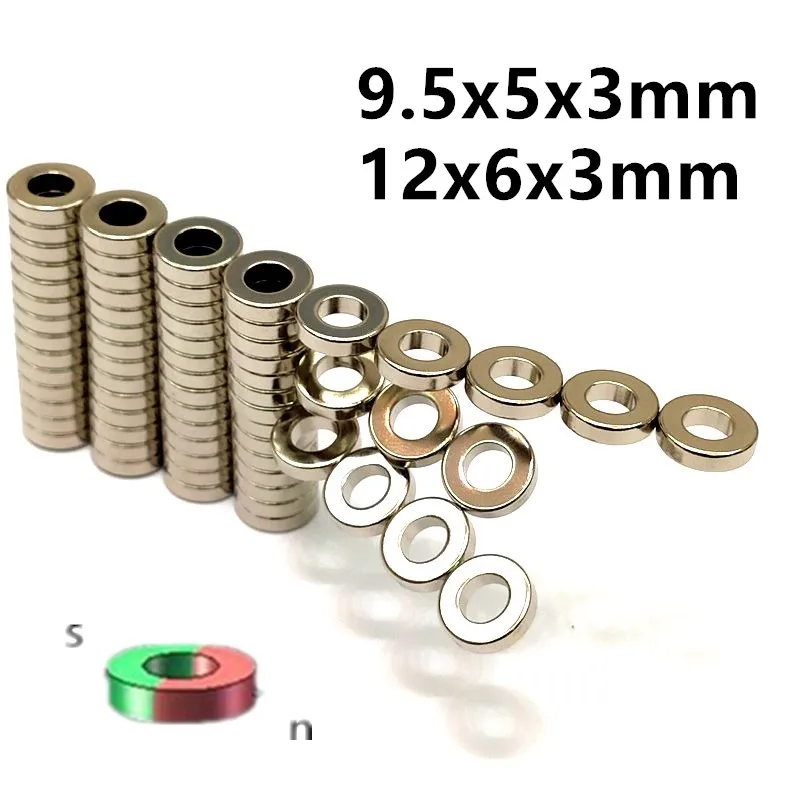 Diametrálne krúžkový magnet priemer. 9,5x5x3 mm 12x6x3 mm ndfeb Výkonné kruhové magnety Korózne odpor kefy bez kefy PTZ/PAN Tilt
