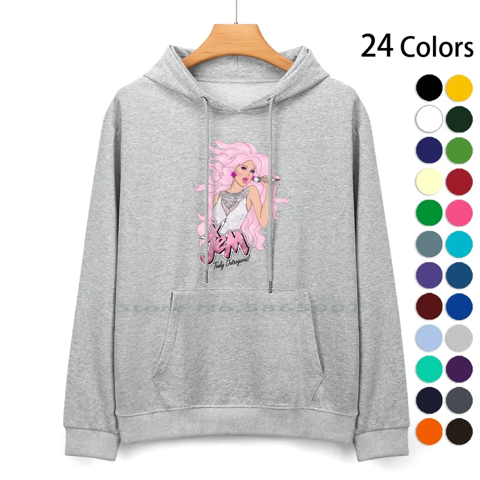 Diamond Jem Cotton Hoodie Sweater 24 Colors Jem a Holograms Glitter Music 80.s Cartoon Girl Band Diamonds Singer Pink Star