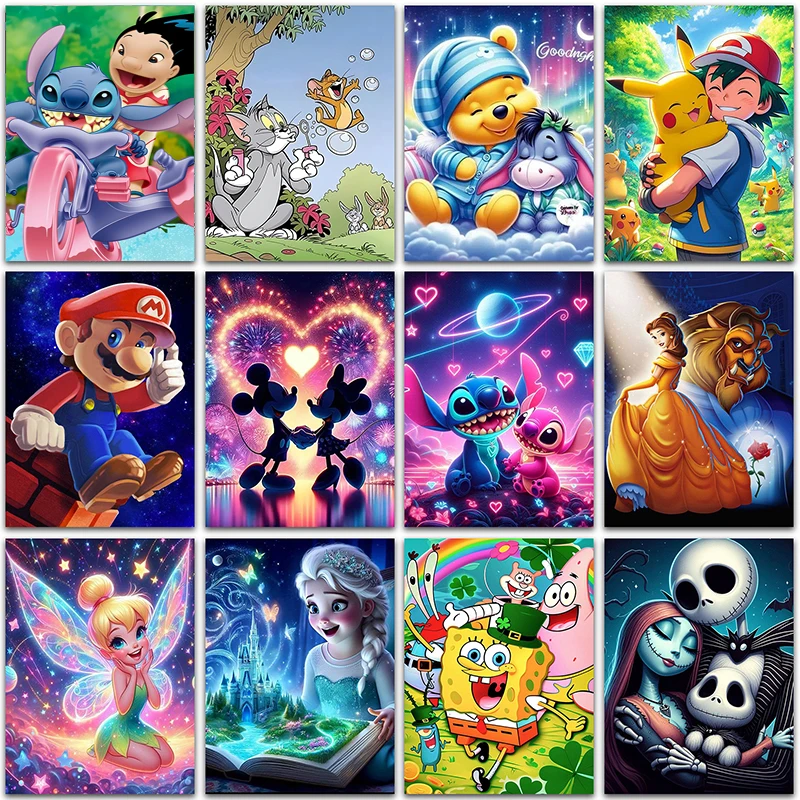 Diamond Painting Disney Sanrio Kuromi Pikachu Super Mario SpongeBob Domáca dekorácia Full Square and Round Mosaic vyšívací krížový steh