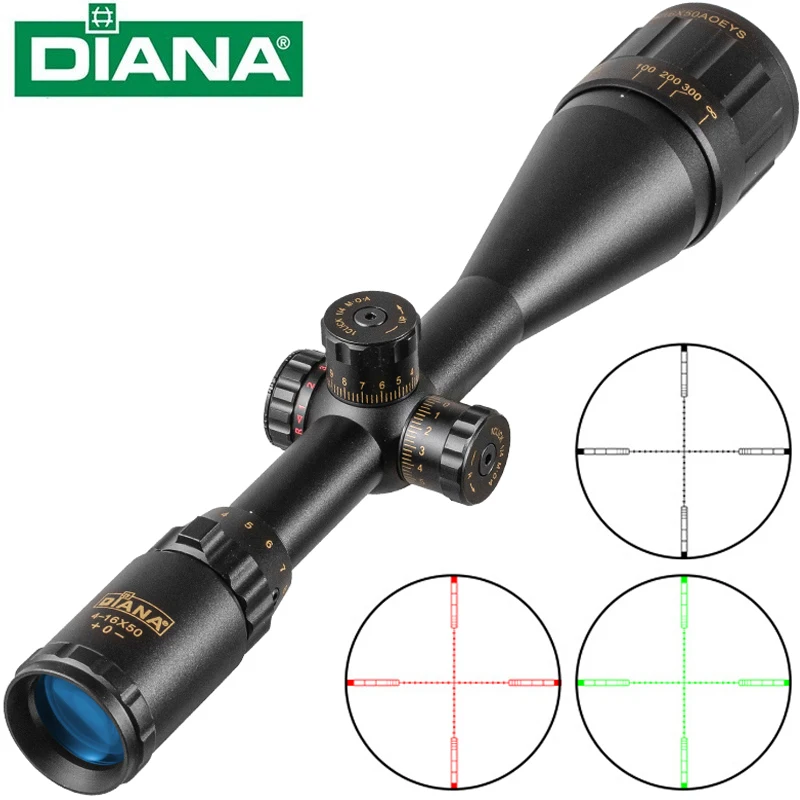 Diana 6-24x50 SFIR taktika Puška Systém Lock Lock System Green Red Dot Svetlo ostreľovača Optický pohľad Optické zameriavanie Spotting Rozsah poľovníctva